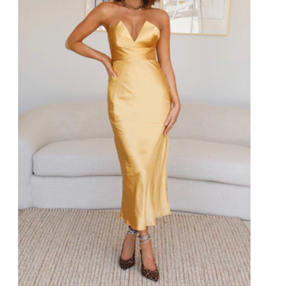 Hello Molly - So Long Midi Dress in Gold, size xs